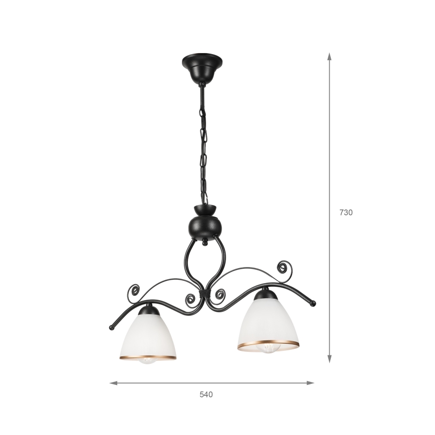 Lámpara colgante con cadena RETRO 2xE27/60W/230V negro