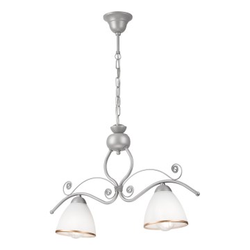 Lámpara colgante con cadena RETRO 2xE27/60W/230V plata