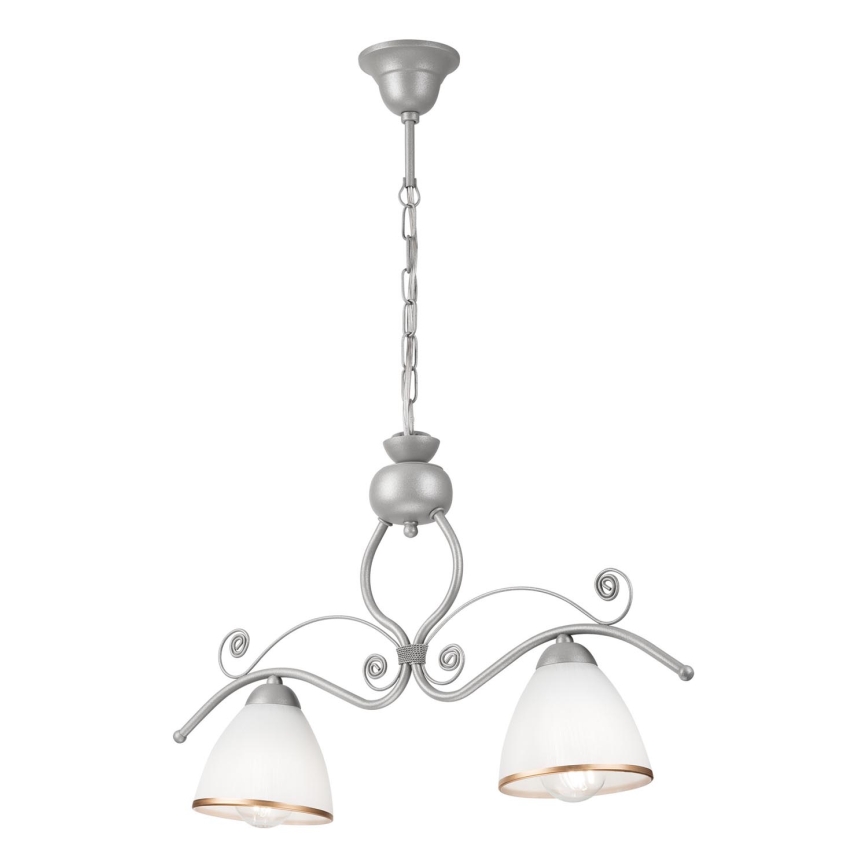 Lámpara colgante con cadena RETRO 2xE27/60W/230V plata