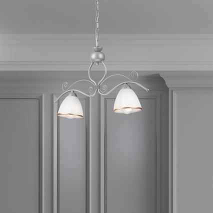 Lámpara colgante con cadena RETRO 2xE27/60W/230V plata