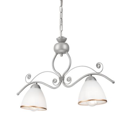 Lámpara colgante con cadena RETRO 2xE27/60W/230V plata