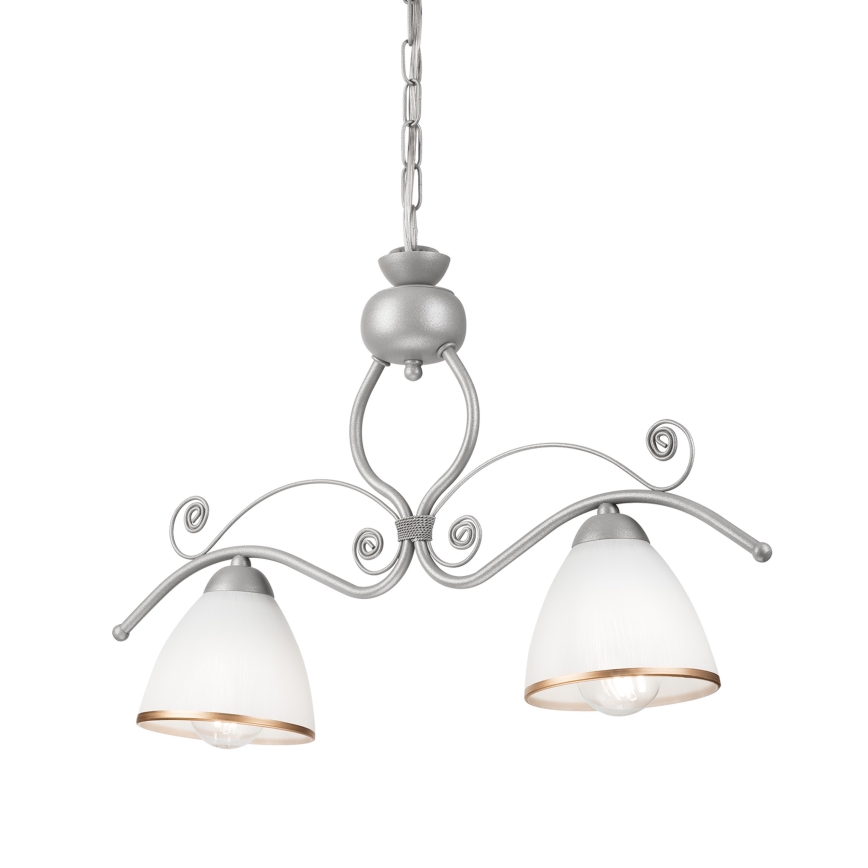 Lámpara colgante con cadena RETRO 2xE27/60W/230V plata