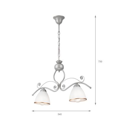 Lámpara colgante con cadena RETRO 2xE27/60W/230V plata