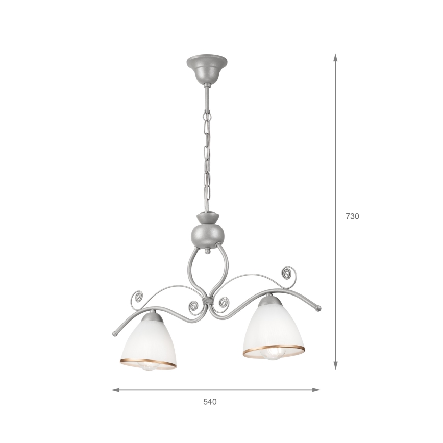 Lámpara colgante con cadena RETRO 2xE27/60W/230V plata