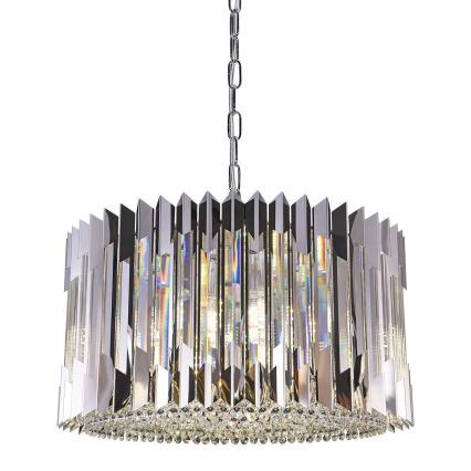 Lámpara colgante con cadena RITZ 12xE14/40W/230V diá. 54 cm cromo brillante