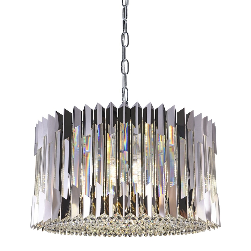 Lámpara colgante con cadena RITZ 12xE14/40W/230V diá. 54 cm cromo brillante