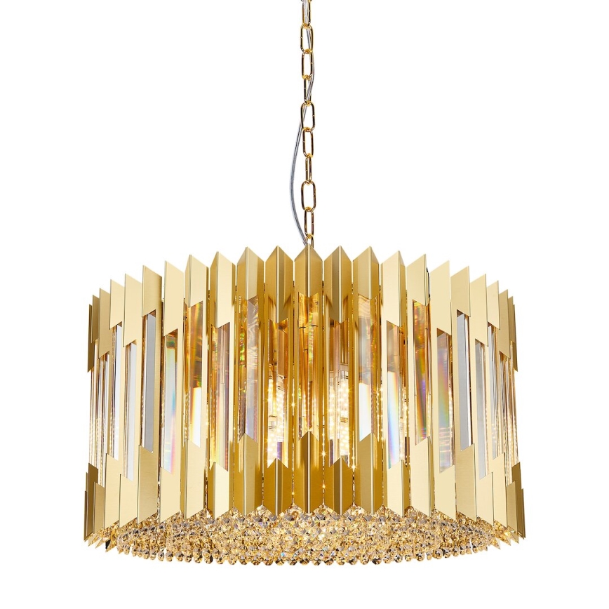 Lámpara colgante con cadena RITZ 12xE14/40W/230V diá. 54 cm dorado