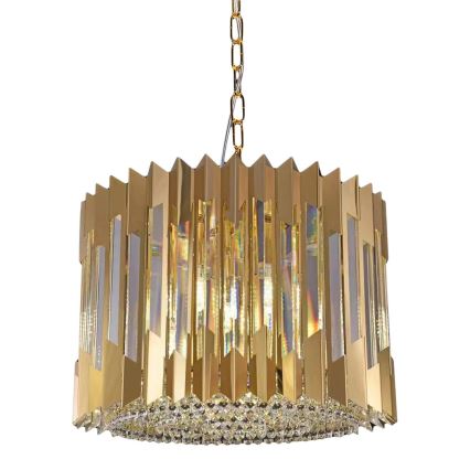 Lámpara colgante con cadena RITZ 7xE14/40W/230V diá. 42 cm dorado
