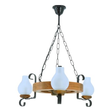 Lámpara colgante con cadena ROATA 3xE14/40W/230V haya - FSC Certificado