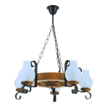 Lámpara colgante con cadena ROATA 5xE14/40W/230V diá. 30 cm haya - FSC Certificado