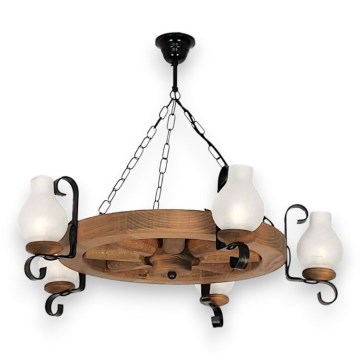 Lámpara colgante con cadena ROATA 5xE14/40W/230V diá. 70 cm haya - FSC Certificado