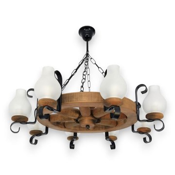 Lámpara colgante con cadena ROATA 8xE14/40W/230V diá. 70 cm haya - FSC Certificado