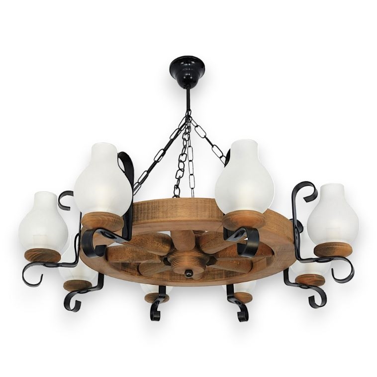 Lámpara colgante con cadena ROATA 8xE14/40W/230V diá. 70 cm haya - FSC Certificado
