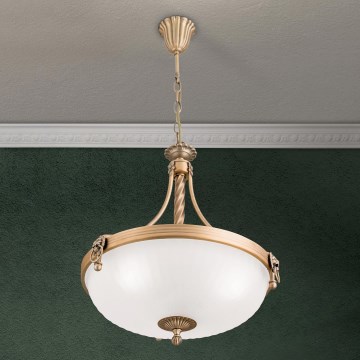 Lámpara colgante con cadena ROCCA 3xE27/60W/230V diá. 42 cm bronce/blanco