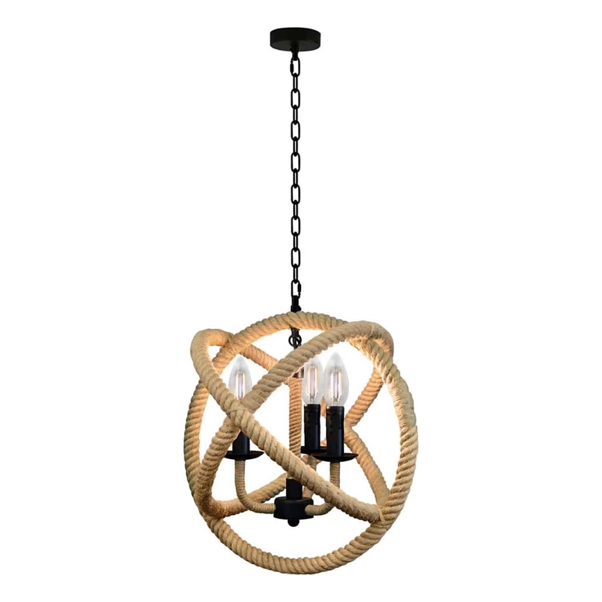 Lámpara colgante con cadena ROPE GLOBO 3xE14/10W/230V