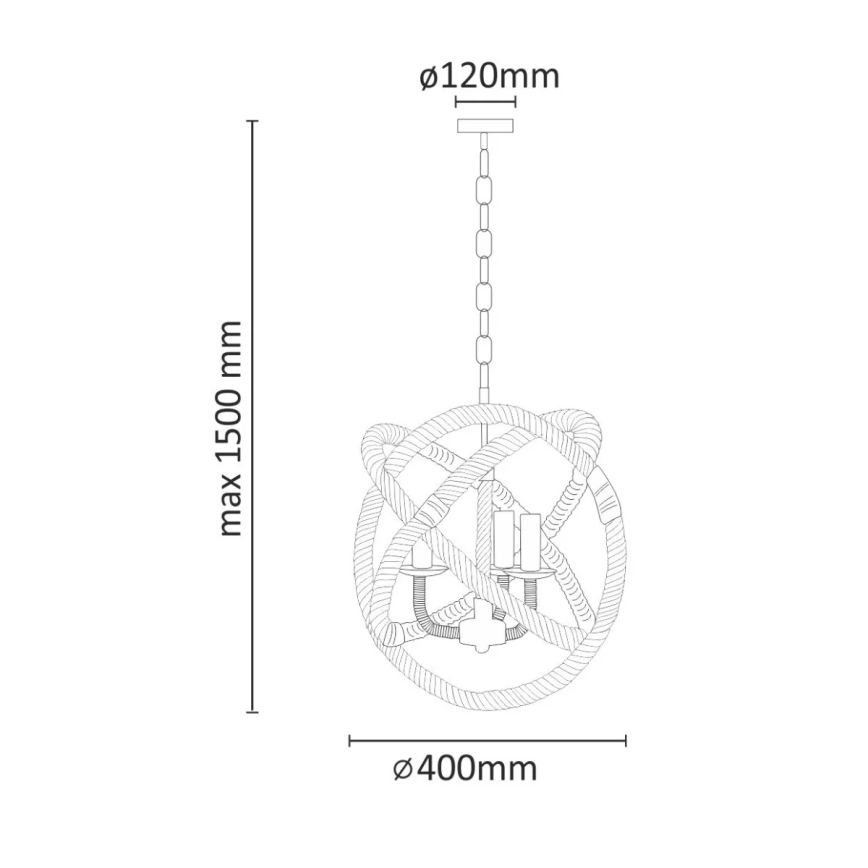 Lámpara colgante con cadena ROPE GLOBO 3xE14/10W/230V