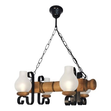 Lámpara colgante con cadena RUSTIC 4xE14/40W/230V haya - FSC Certificado