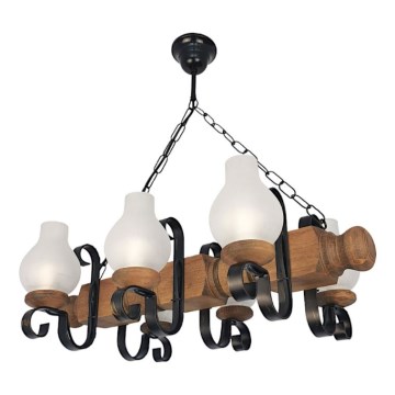 Lámpara colgante con cadena RUSTIC 6xE14/40W/230V haya - FSC Certificado