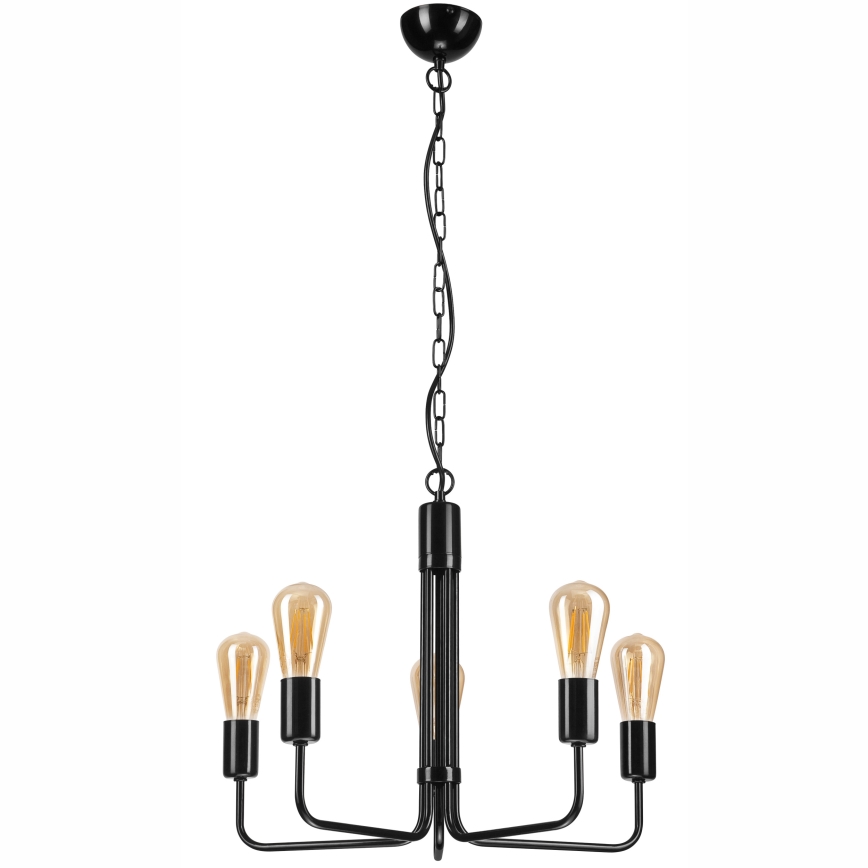 Lámpara colgante con cadena TIFFANY 5xE27/60W/230V negro