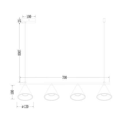 Lámpara colgante CONE 4xGU10/10W/230V dorado/negro