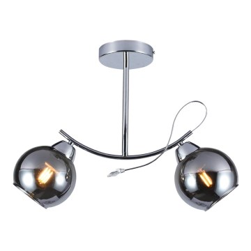 Lámpara colgante CONNOR 2xE27/15W/230V cromo brillante/gris
