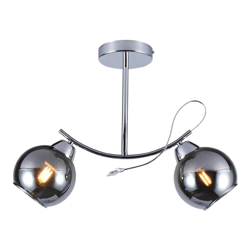 Lámpara colgante CONNOR 2xE27/15W/230V cromo brillante/gris