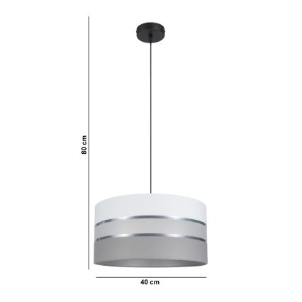 Lámpara colgante CORAL 1xE27/60W/230V diá. 40 cm blanco/gris