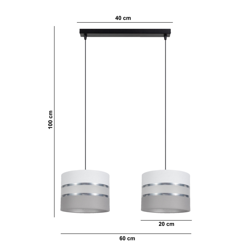 Lámpara colgante CORAL 2xE27/60W/230V blanco/gris