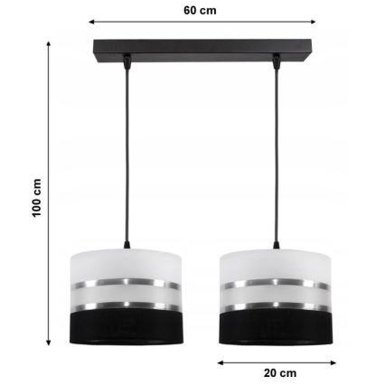 Lámpara colgante CORAL 2xE27/60W/230V negro-blanco