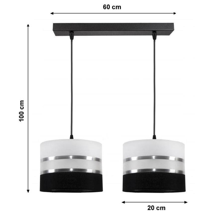Lámpara colgante CORAL 2xE27/60W/230V negro-blanco