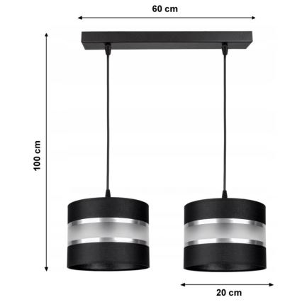 Lámpara colgante CORAL 2xE27/60W/230V negro