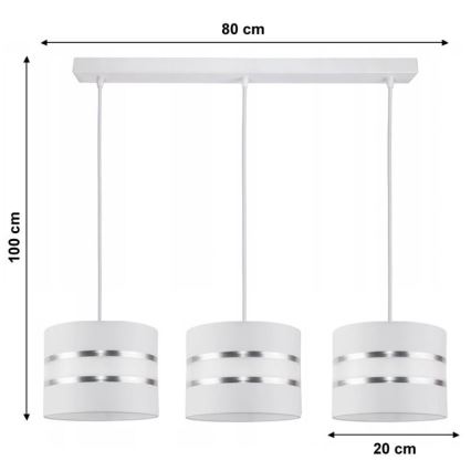 Lámpara colgante CORAL 3xE27/60W/230V blanco