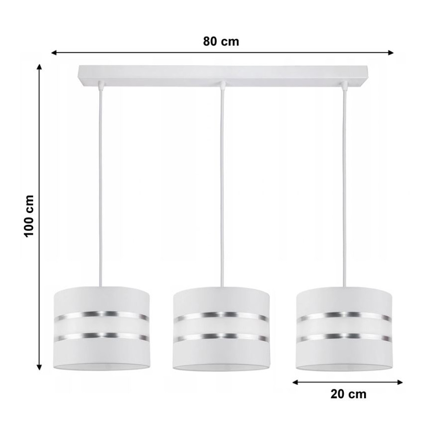 Lámpara colgante CORAL 3xE27/60W/230V blanco