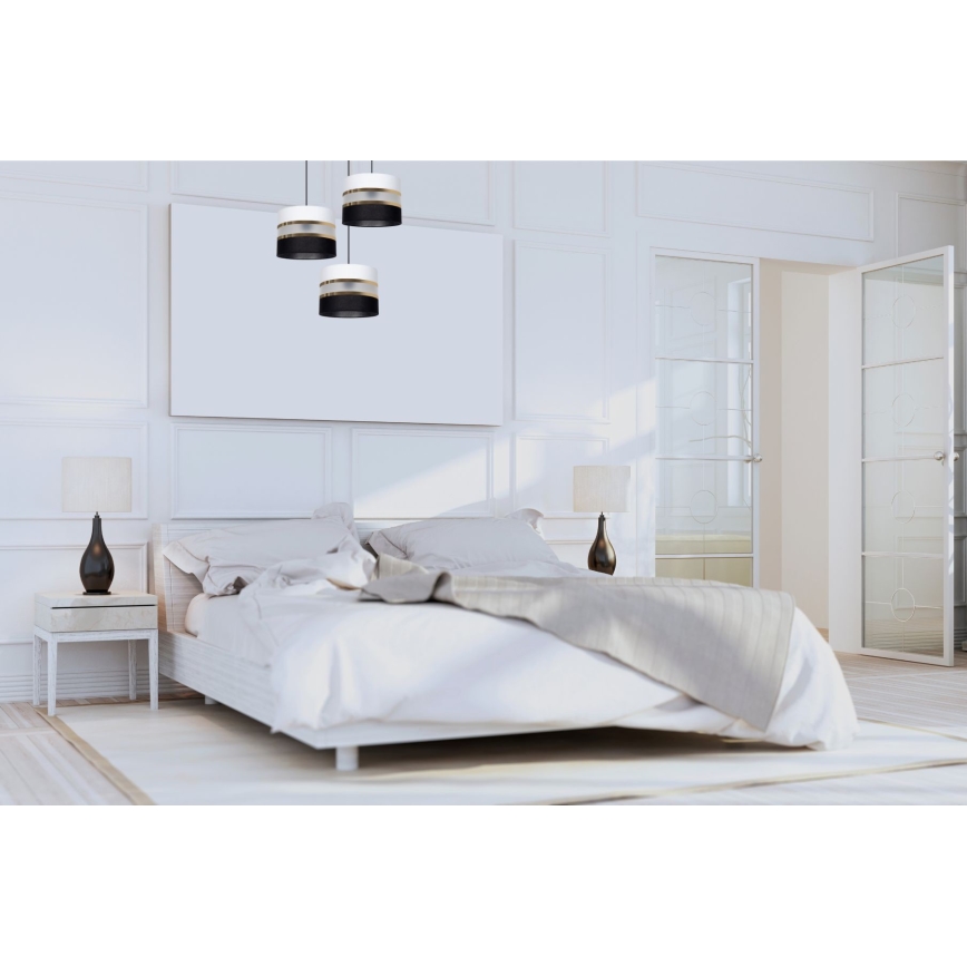 Lámpara colgante CORAL 3xE27/60W/230V blanco y negro