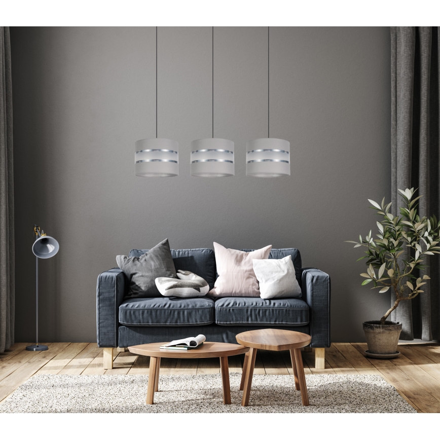 Lámpara colgante CORAL 3xE27/60W/230V gris