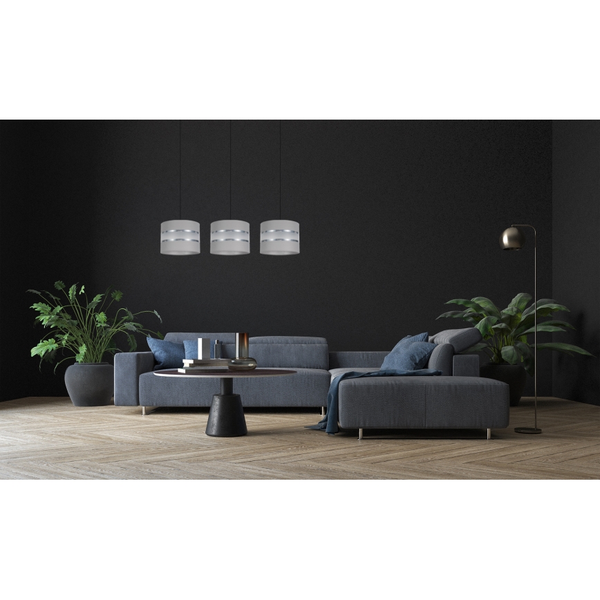 Lámpara colgante CORAL 3xE27/60W/230V gris