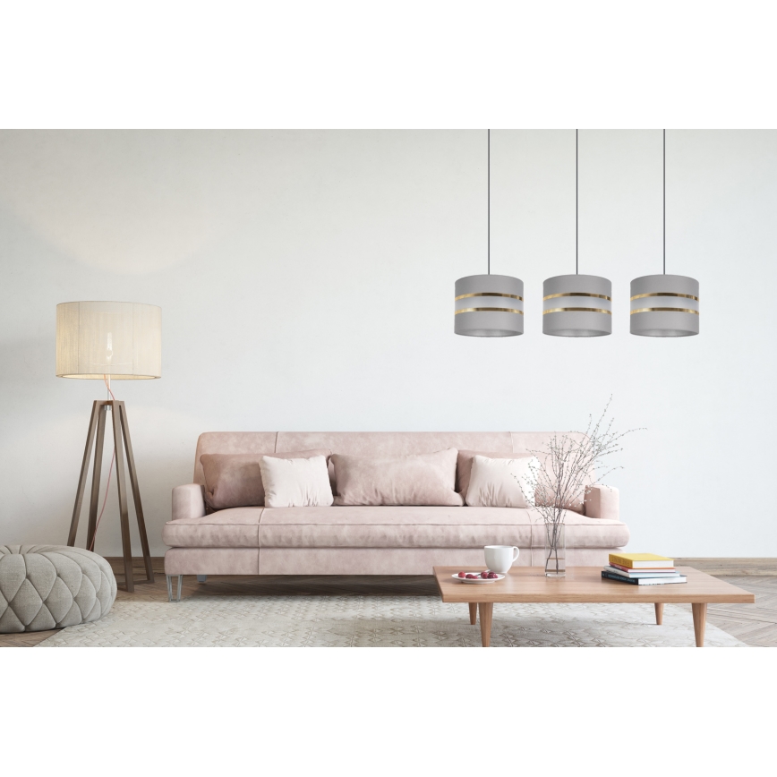 Lámpara colgante CORAL 3xE27/60W/230V gris