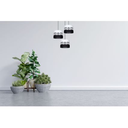 Lámpara colgante CORAL 3xE27/60W/230V negro/blanco/cromo mate diá. 45 cm