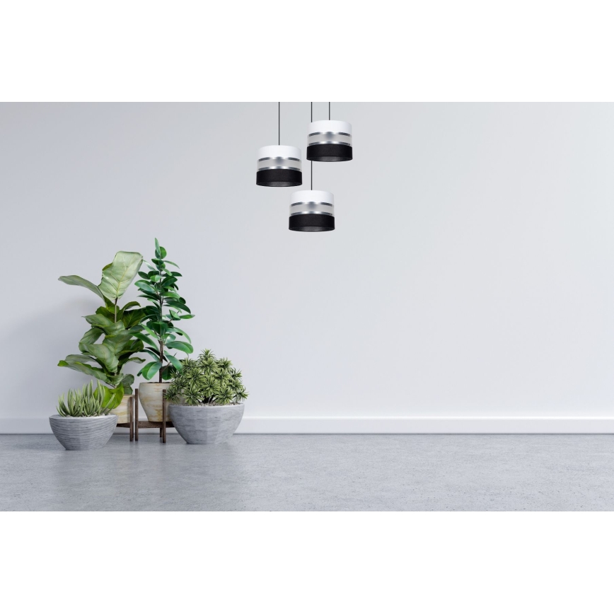 Lámpara colgante CORAL 3xE27/60W/230V negro/blanco/cromo mate diá. 45 cm