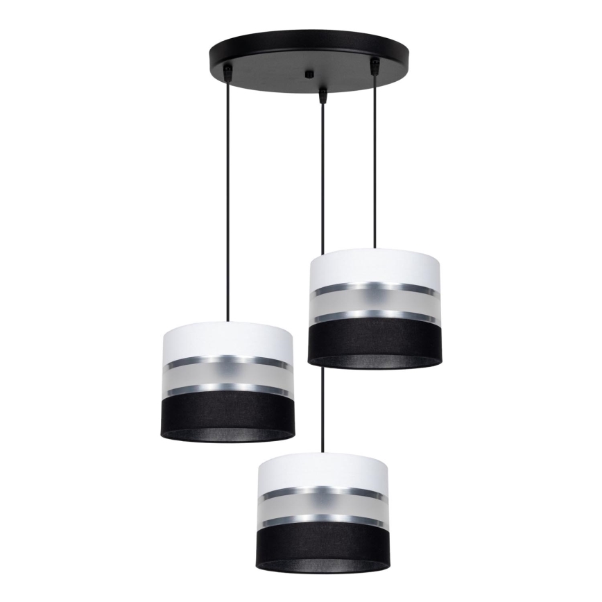 Lámpara colgante CORAL 3xE27/60W/230V negro/blanco/cromo mate diá. 45 cm