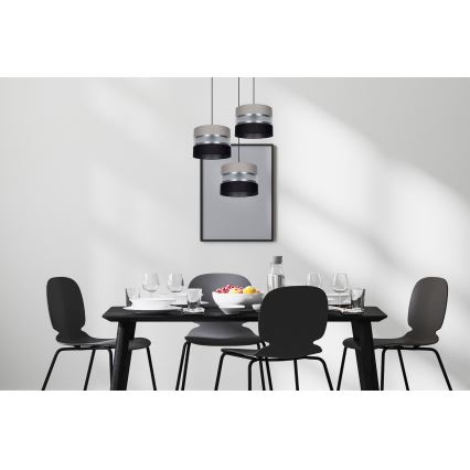 Lámpara colgante CORAL 3xE27/60W/230V negro/gris/cromo mate diá. 45 cm