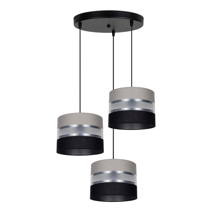 Lámpara colgante CORAL 3xE27/60W/230V negro/gris/cromo mate diá. 45 cm