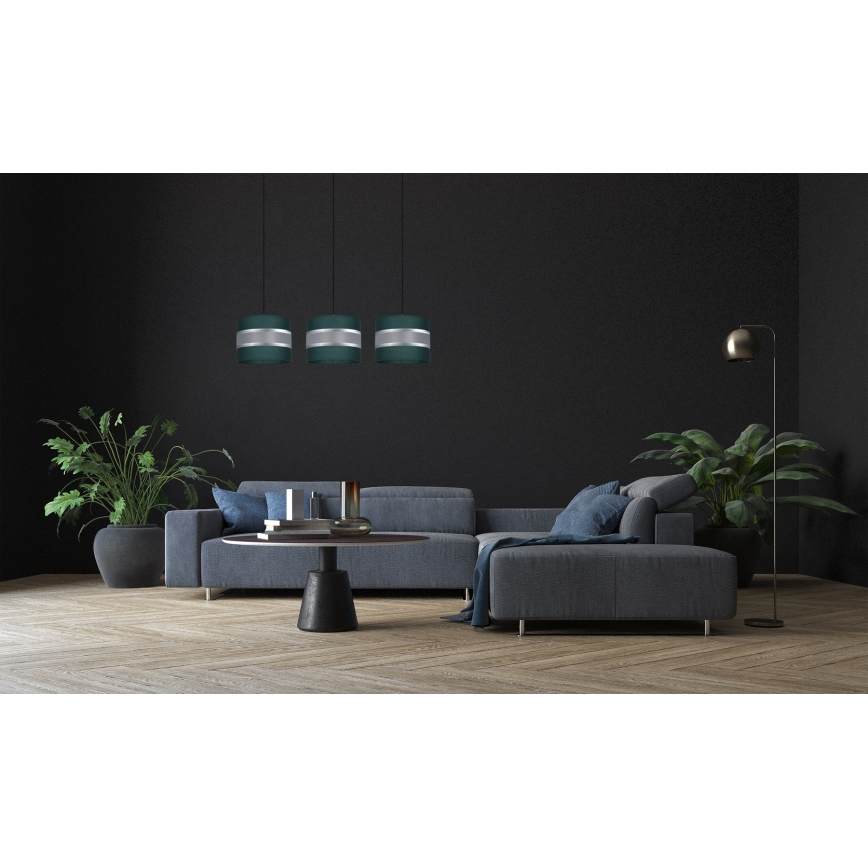 Lámpara colgante CORAL 3xE27/60W/230V verde