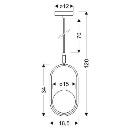 Lámpara colgante CORDEL 1xG9/28W/230V negro