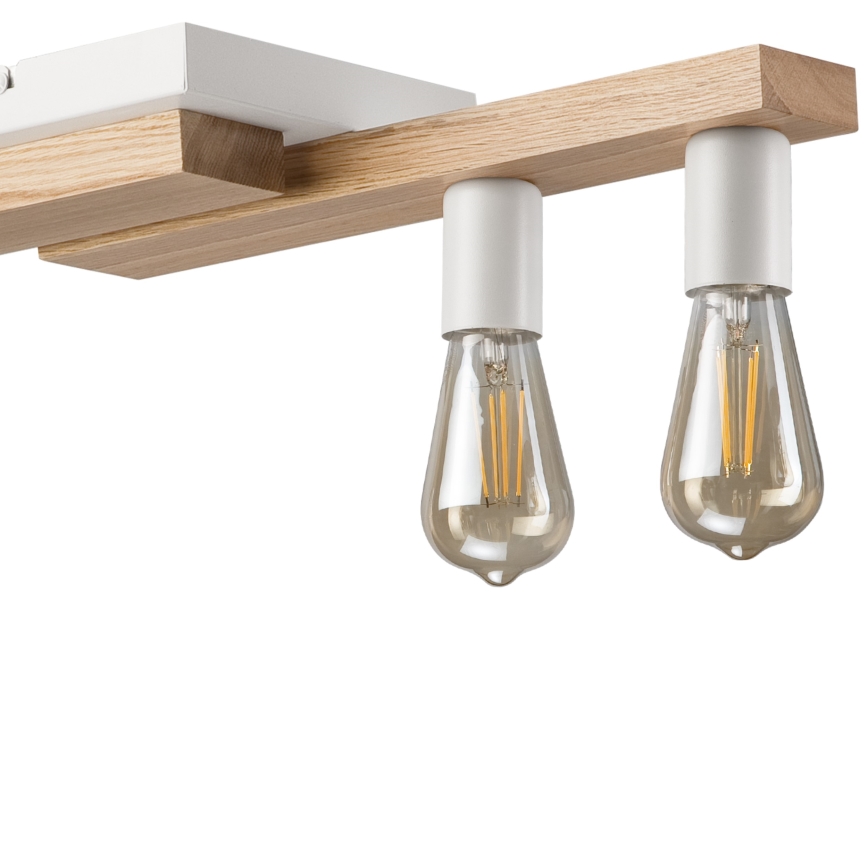 Lámpara colgante CORTINA 4xE27/15W/230V blanco/roble