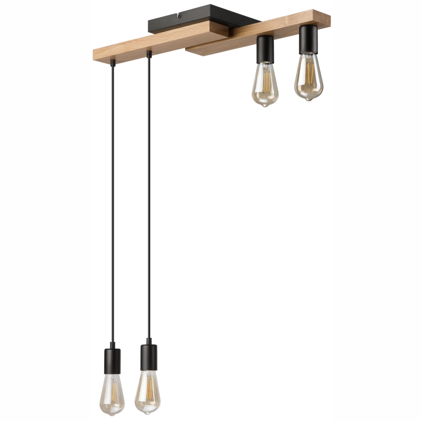 Lámpara colgante CORTINA 4xE27/15W/230V negro/roble