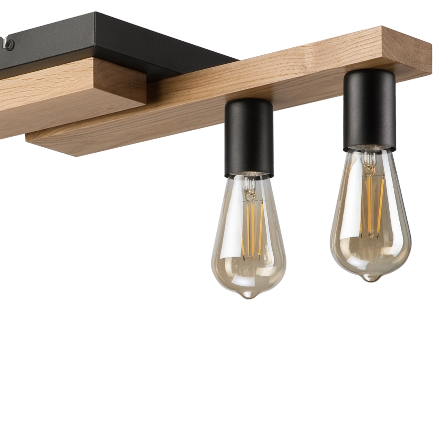 Lámpara colgante CORTINA 4xE27/15W/230V negro/roble