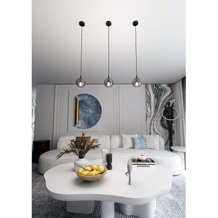 Lámpara colgante COSMO 1xE14/10W/230V diá. 14 cm negro/gris