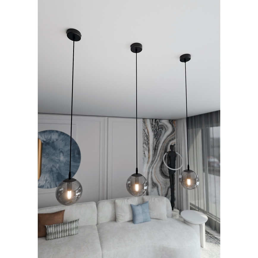 Lámpara colgante COSMO 1xE14/10W/230V diá. 14 cm negro/gris