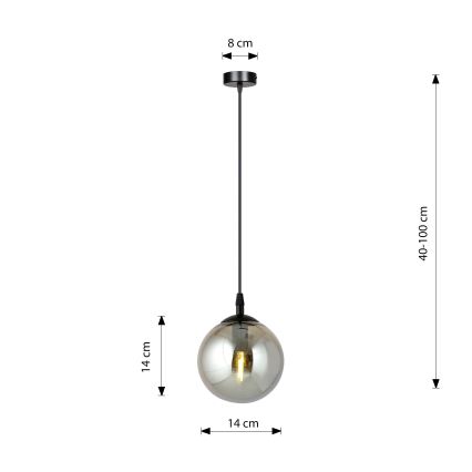 Lámpara colgante COSMO 1xE14/10W/230V diá. 14 cm negro/gris